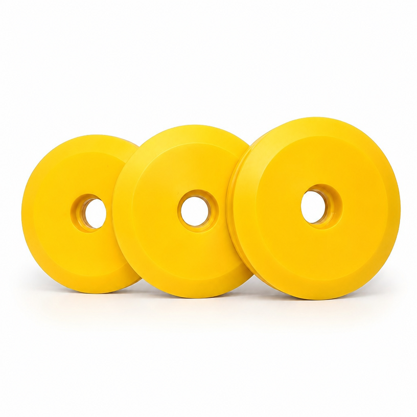 -Custom Yellow Oil-Filled Cast Nylon Pulley CNC Machining ±0.1mm Precision Self-Lubricating Nylon Sheave Wheel for Conveyor & Industrial Machinery